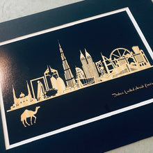 Dubai Skyline Silhouette Print - gold and black