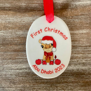 NEW - Dubai / Abu Dhabi First Christmas Baby Camel  Ceramic Tree Decoration
