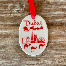 Dubai / Abu Dhabi Skyline Oval Ceramic Tree Decoration