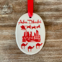 Dubai / Abu Dhabi Skyline Oval Ceramic Tree Decoration