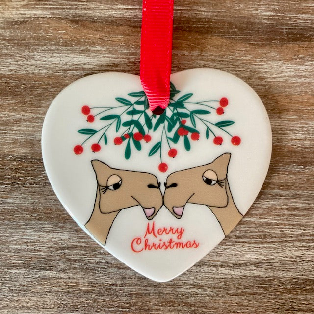 Ceramic Christmas Kisses Tree Decoration