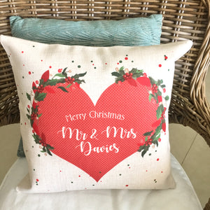 Mr & Mrs Festive Cushion - Personalised