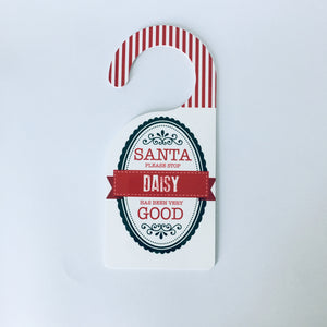 Traditional Santa Please Stop Here Door Hanger – Personalised