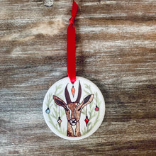 Festive Gazelle Ceramic Tree Decoration