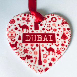 Ceramic Dubai Icons Heart Christmas Tree Decoration