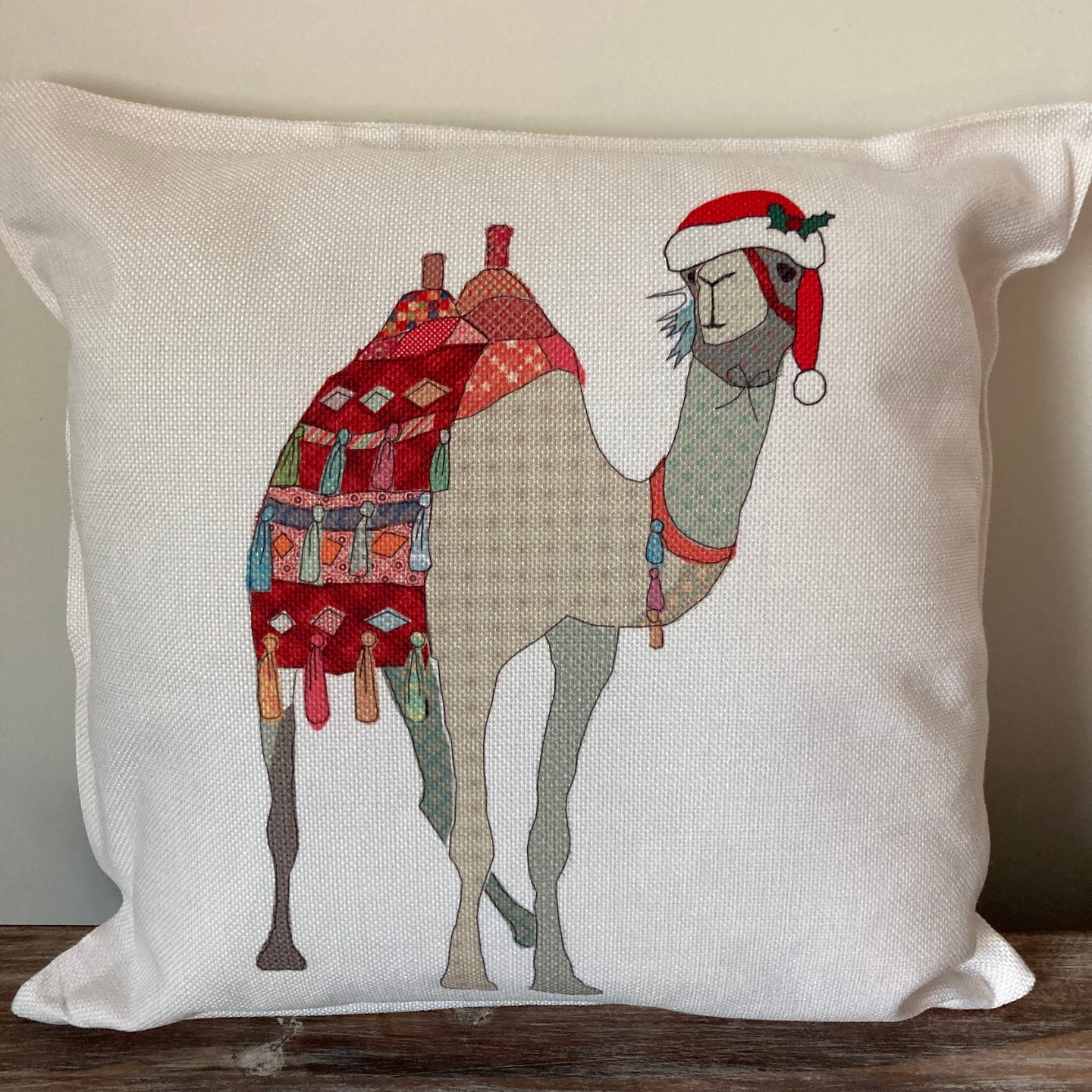 Festive Patchwork Camel Cushion