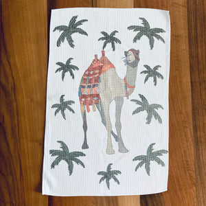 Patchwork Camel and Palm Tea Towel