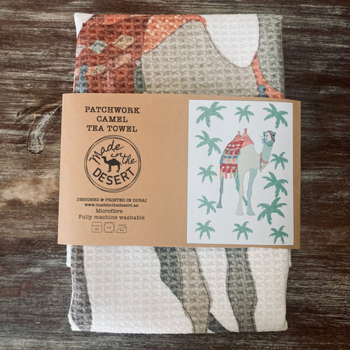 Patchwork Camel and Palm Tea Towel