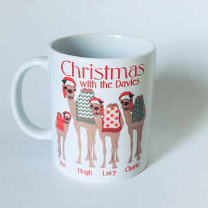 Festive Camel Family Mugs – Personalised