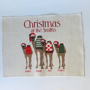 Personalised Festive Camel Family Placemats & Coasters