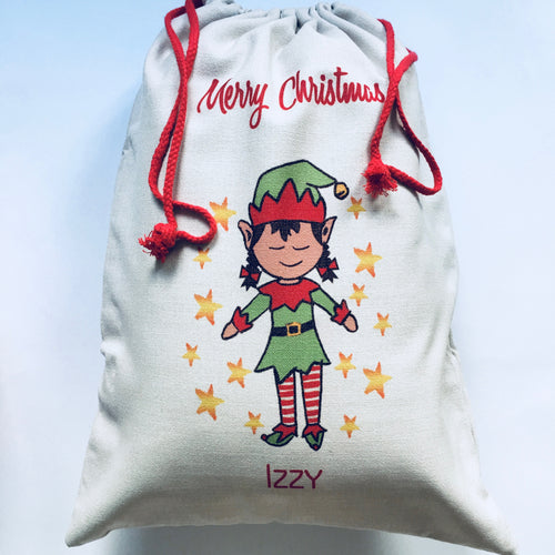 Festive Elf Santa Sack - Non-personalised & Personalised