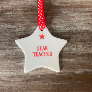 Ceramic Star Teacher Tree Decoration