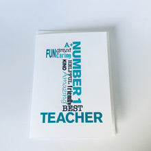 Number 1 Teacher Card - 5"x7" & A4 size