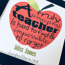 Teacher Apple Print - Personalised