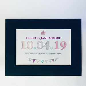 Date of Birth Baby Print – Personalised