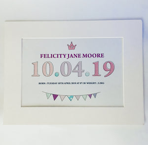 Date of Birth Baby Print – Personalised