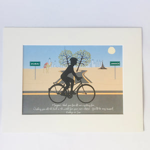 Dubai Cyclist leaving Print – Personalised