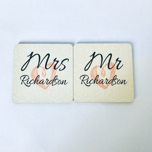 Mr & Mrs Coaster Set - Set of 2 Coasters