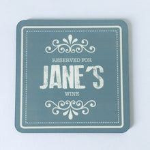 Personalised Set of 2 reserved for .... wine coasters with wine stopper