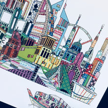 Patchwork Dubai Skyline Art Print - Coloured